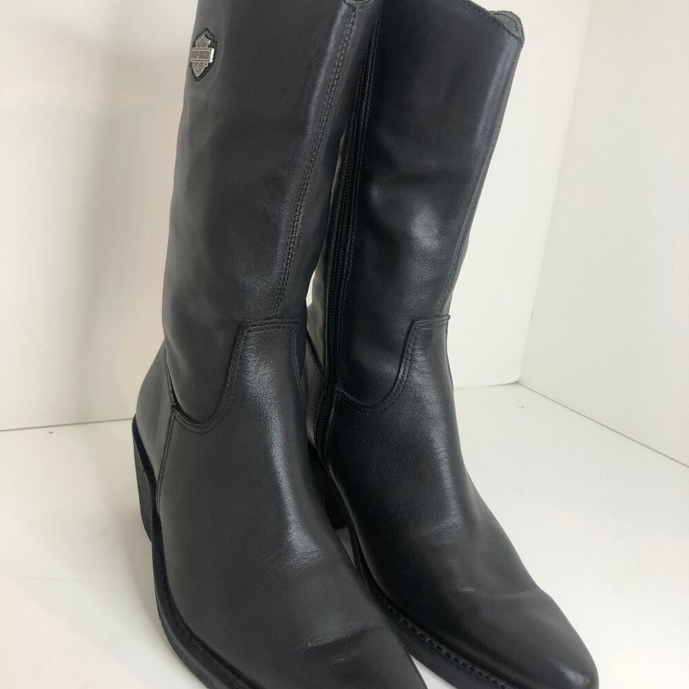 Harley-Davidson Women's Black Leather Cowgirl Boots Sz. 9 GORGEOUS! - Picture 4 of 12